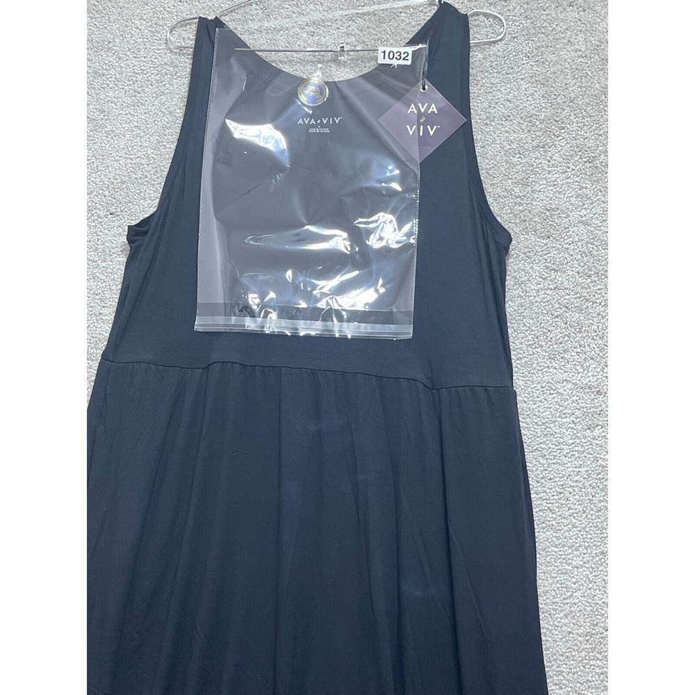 AVA & VIV Women's Asymmetric Hem Dress 1X Black Scoop Neck Sleeveless‎ Pullover - Picture 13 of 13